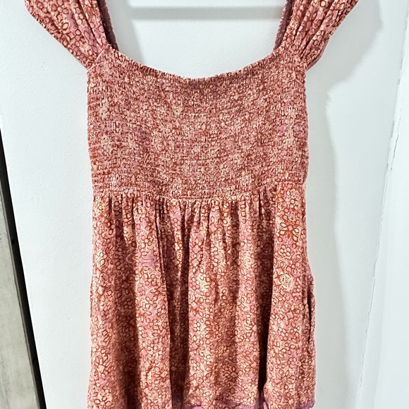 Free People Rose-Print Empire Mini Dress Size Large - Picture 5 of 10